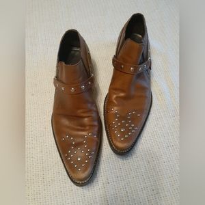Donald J. Pliner brown leather studded boots M
